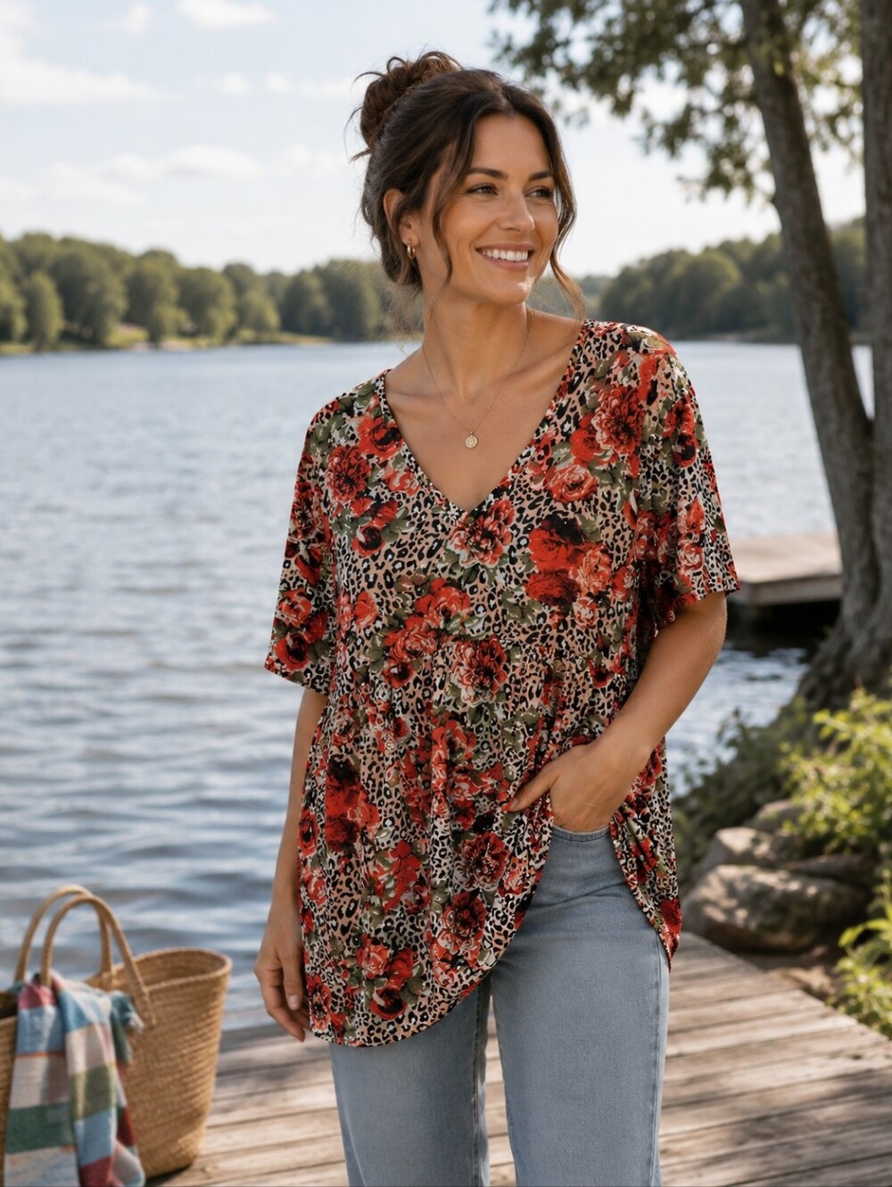 LulaRoe  Floral Long Blouse